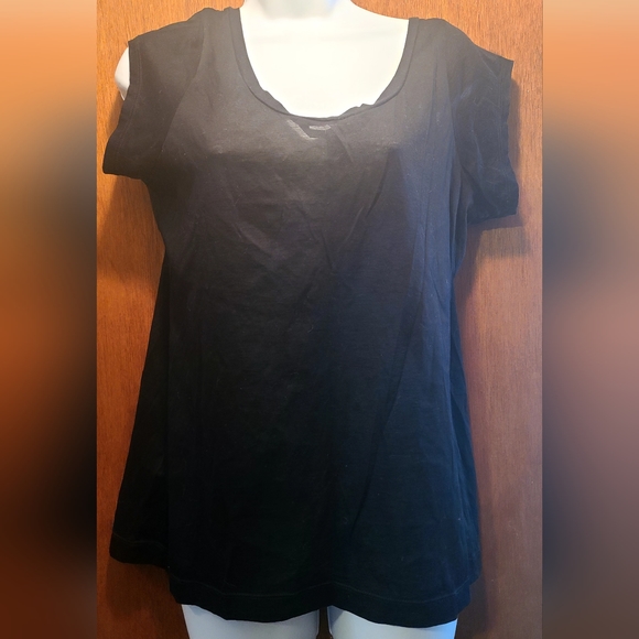 Banana Republic black cap sleeve T-shirt szL - Picture 3 of 8